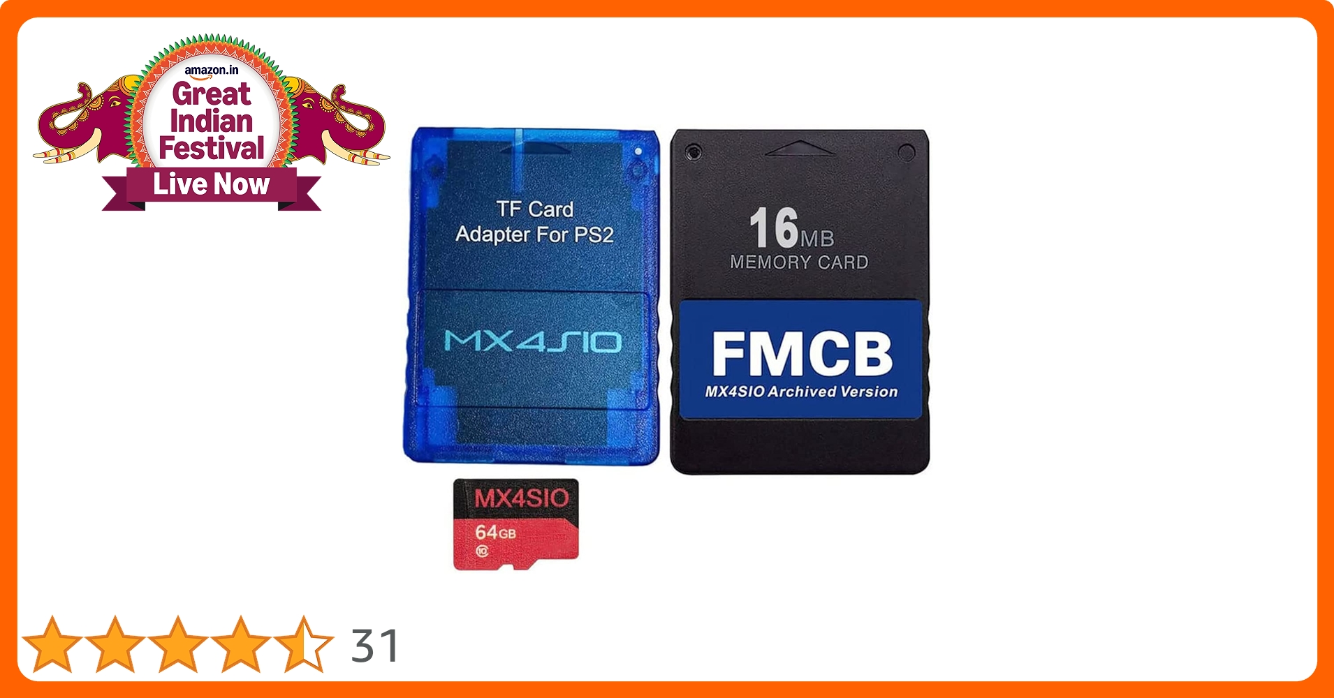 RGEEK PS2 FMCB Memory Card MX4ISO SIO2SD TF Card Adapter